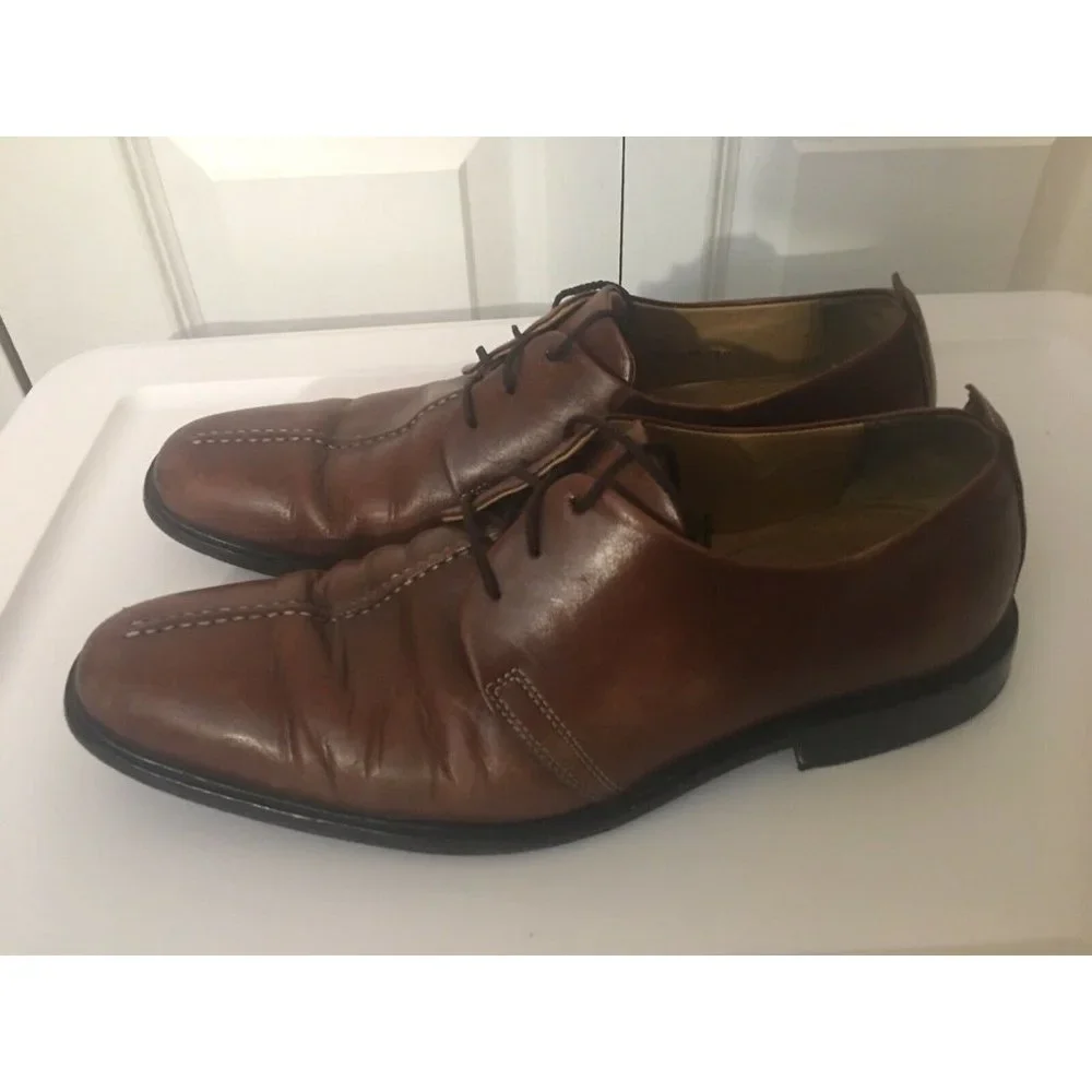 COLE HAAN Beckett Center Seam Cognac Lace Up Mens Dress Shoes Oxfords 10M C06400